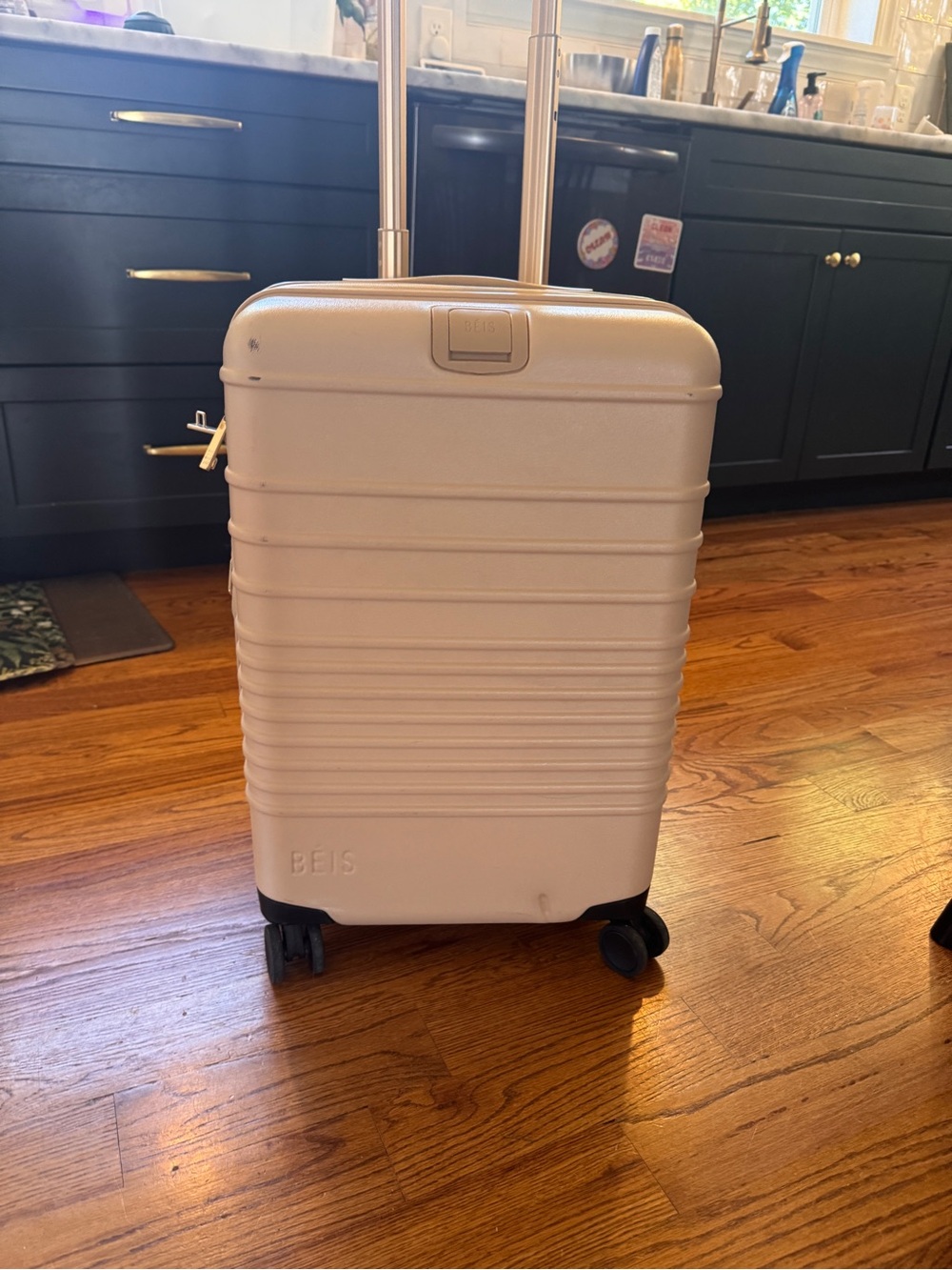 BEIS Carry-On Roller in Beige with Luggage Cover